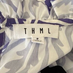 THML Lavender and White Leaf Print Blouse